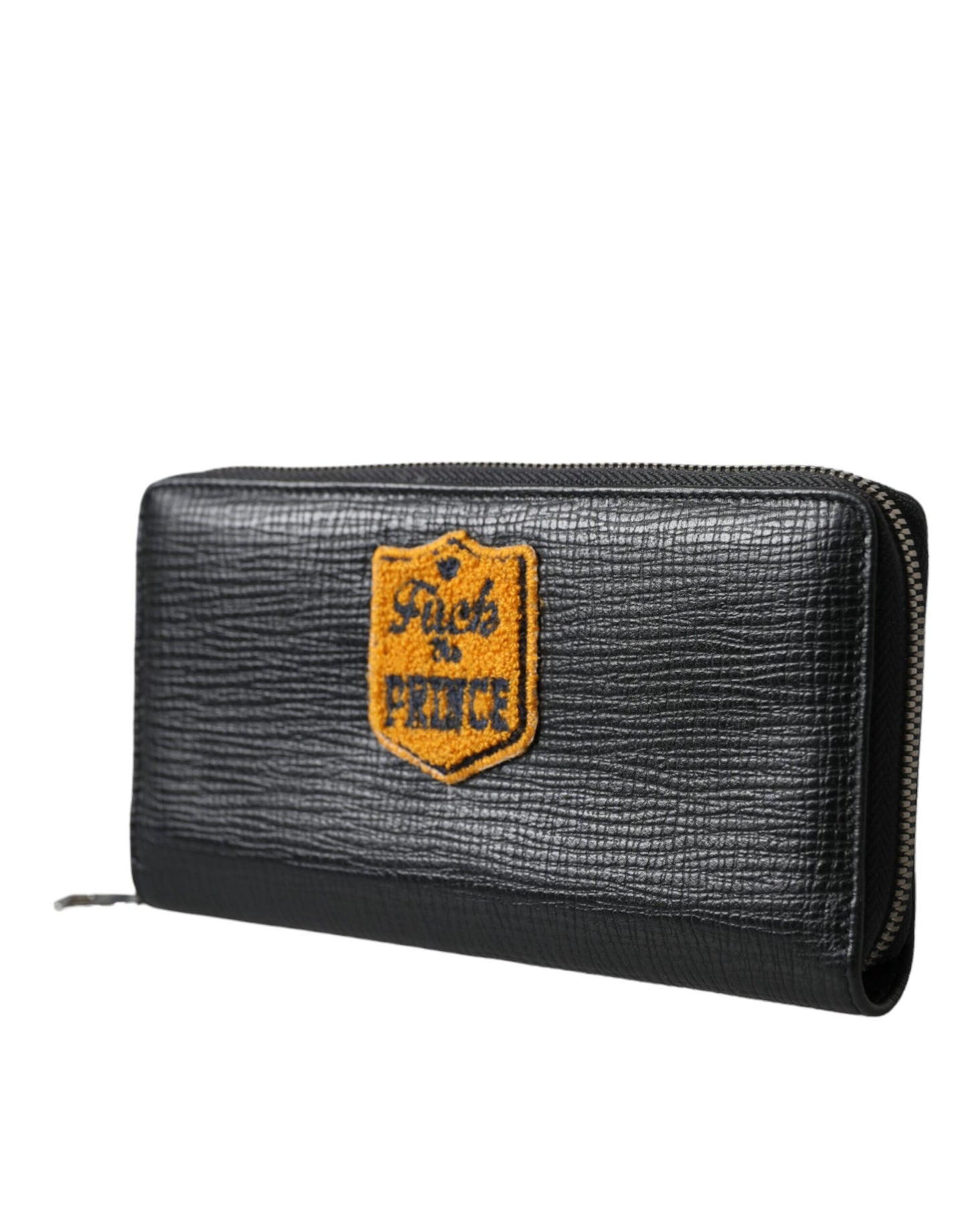 Dolce & Gabbana Black Leather Logo Patch Zip Around Continental Wallet Dolce & Gabbana