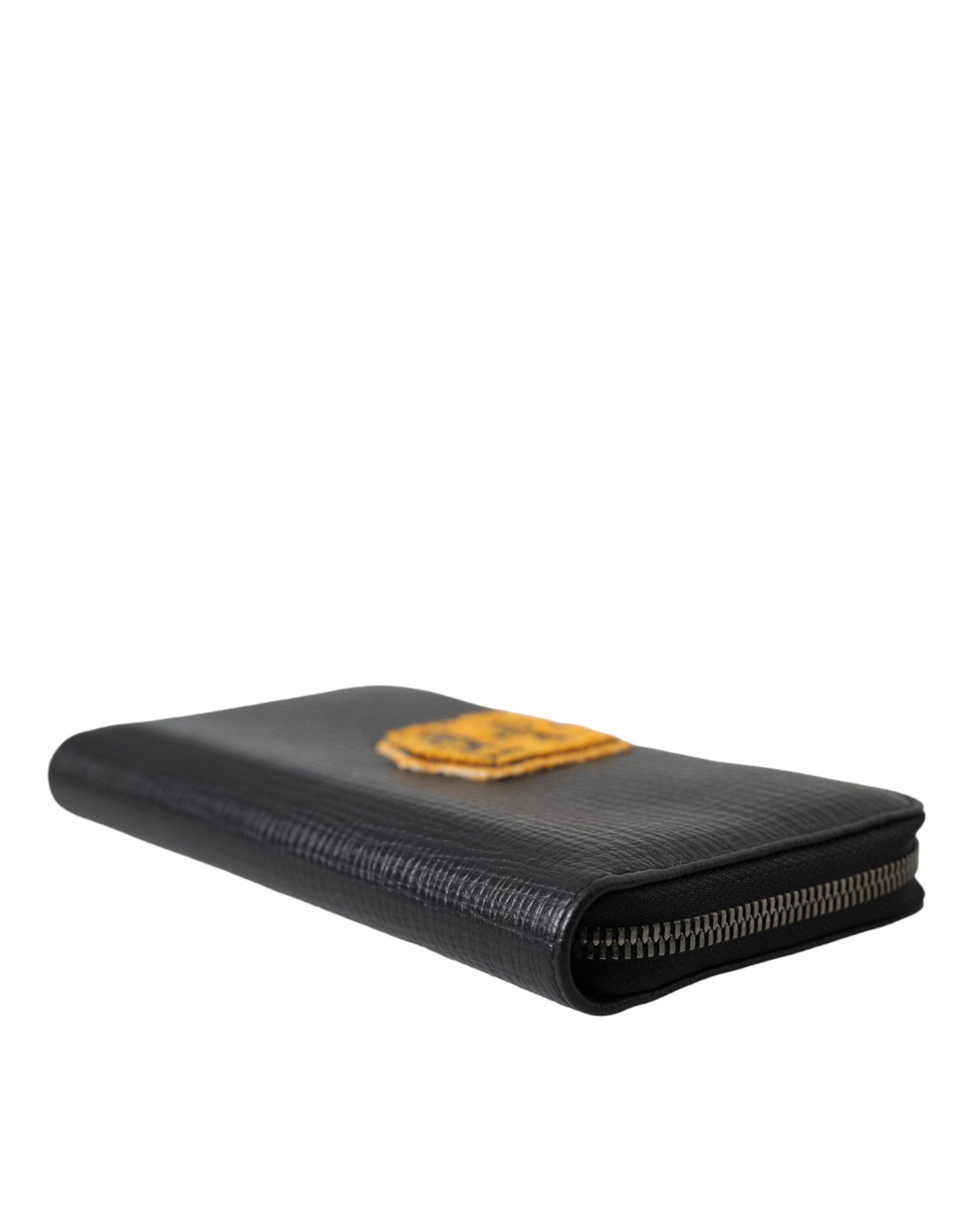 Dolce & Gabbana Black Leather Logo Patch Zip Around Continental Wallet Dolce & Gabbana