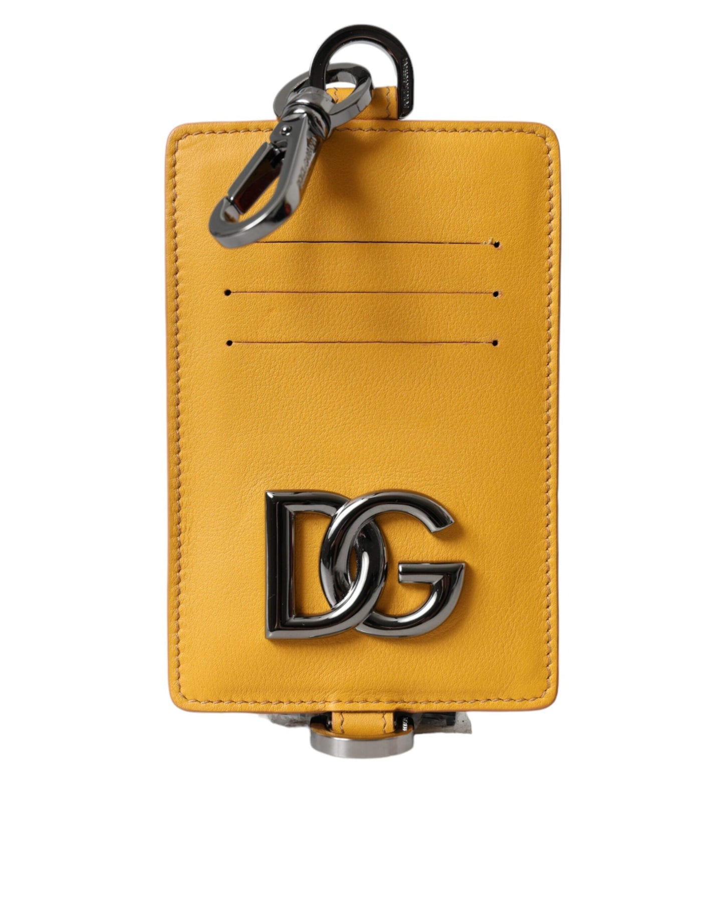 Dolce & Gabbana Orange Calf Leather Credit Card Holder Clip On Wallet Dolce & Gabbana