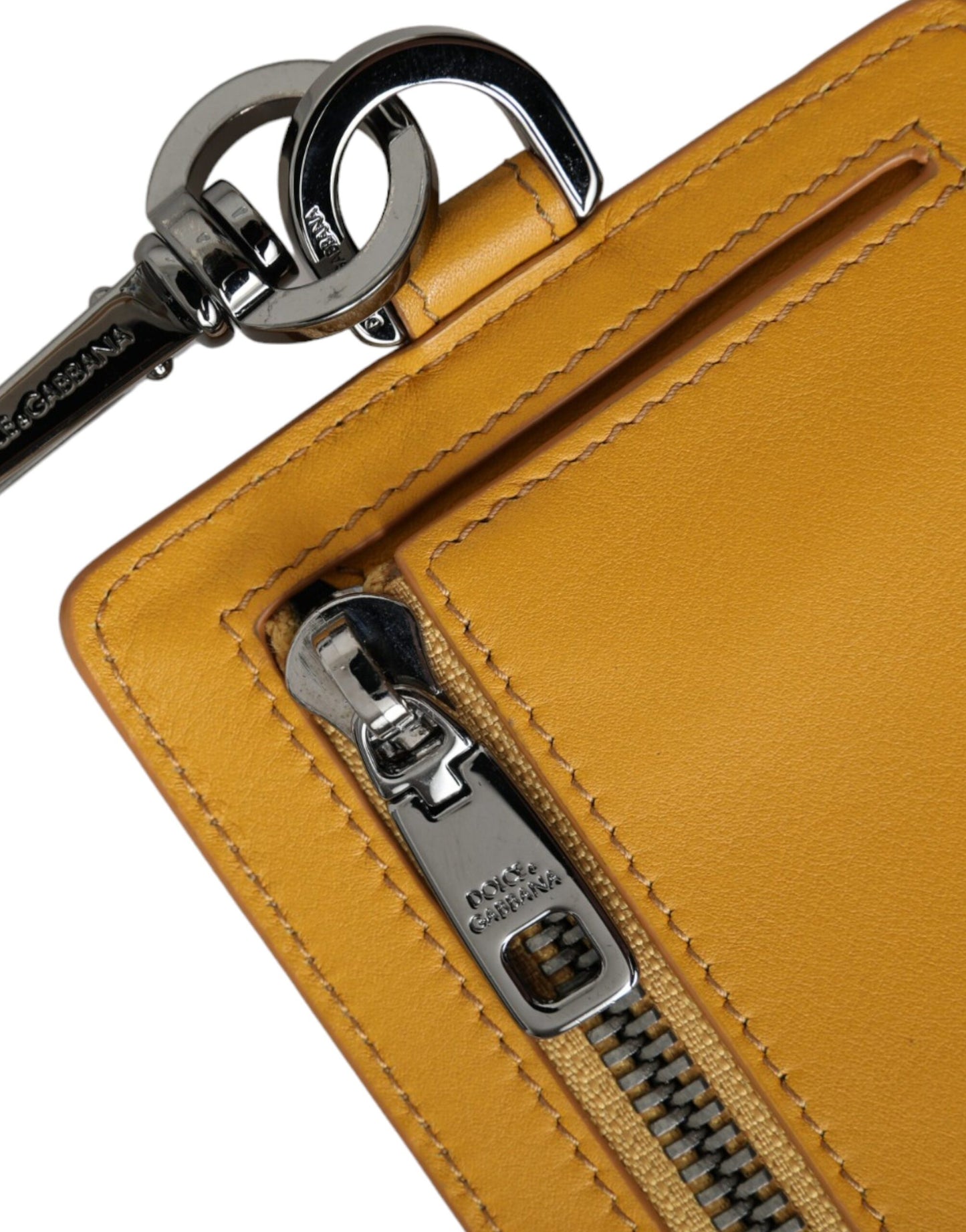 Dolce & Gabbana Orange Calf Leather Credit Card Holder Clip On Wallet Dolce & Gabbana