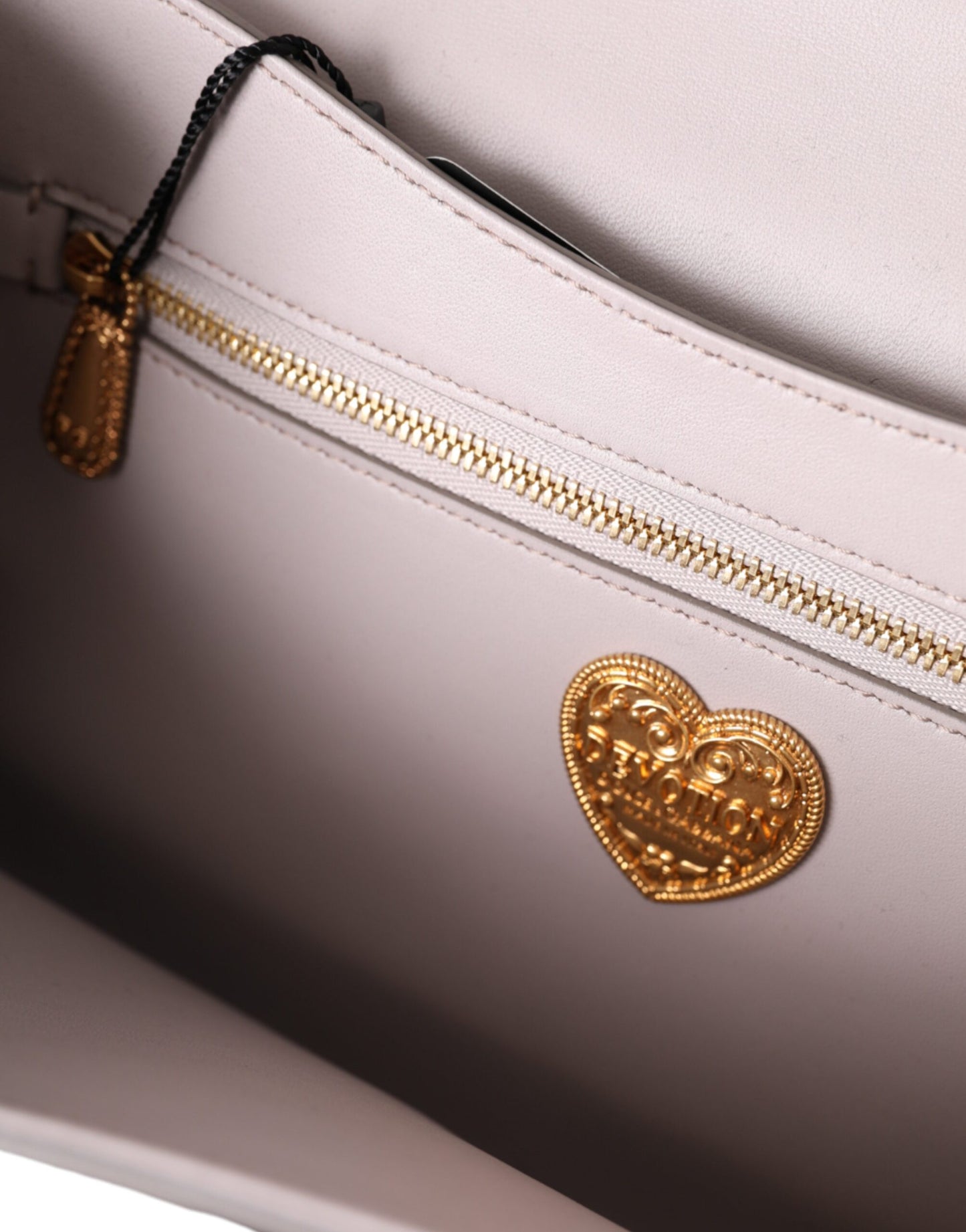 Dolce & Gabbana Light Gray Devotion Gold Heart Leather Shoulder Bag Dolce & Gabbana