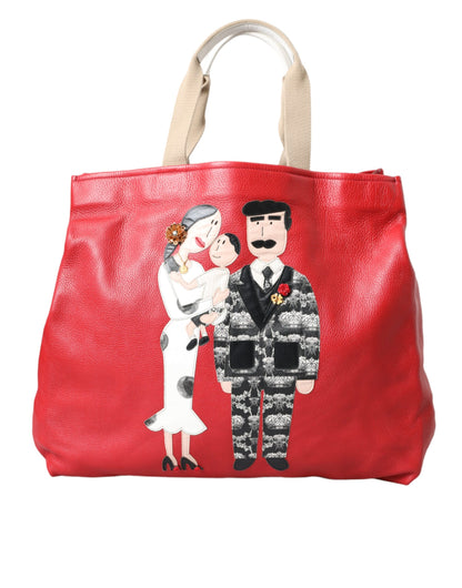 Dolce & Gabbana Red Leather #DGFamily Patch Shopping Tote Bag Dolce & Gabbana