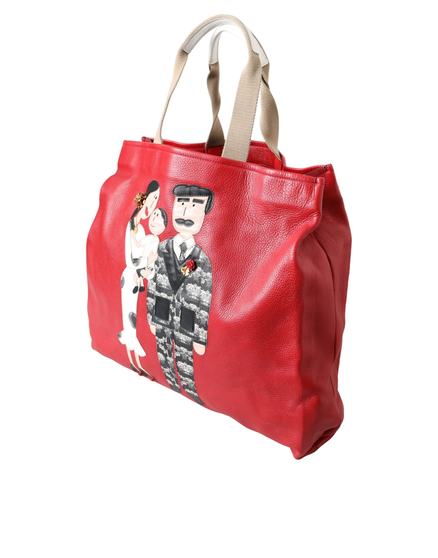 Dolce & Gabbana Red Leather #DGFamily Patch Shopping Tote Bag Dolce & Gabbana