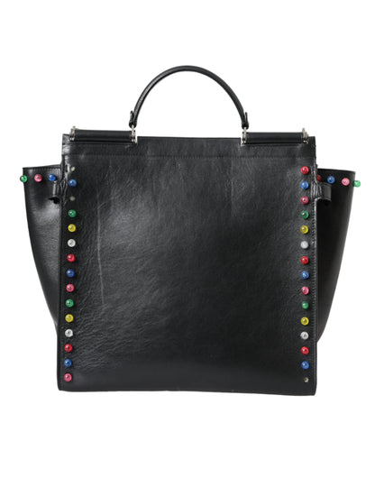 Dolce & Gabbana Black SICILY Leather LED Top Handle Shoulder Bag Dolce & Gabbana