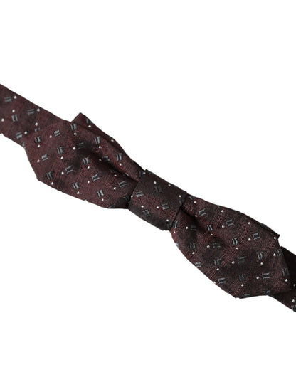 Dolce & Gabbana Maroon Silk Patterned Adjustable Neck Papillon Bow Tie Dolce & Gabbana