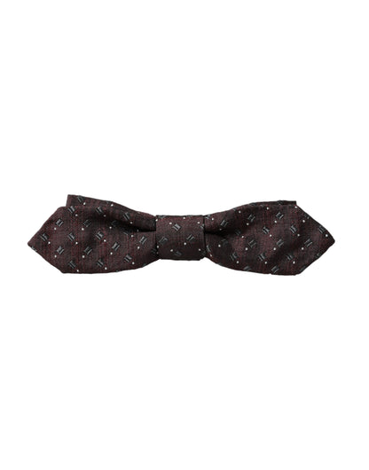 Dolce & Gabbana Maroon Silk Patterned Adjustable Neck Papillon Bow Tie Dolce & Gabbana