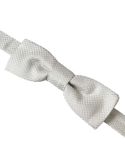 Dolce & Gabbana Off White Silk Adjustable Neck Men Papillon Bow Tie Dolce & Gabbana