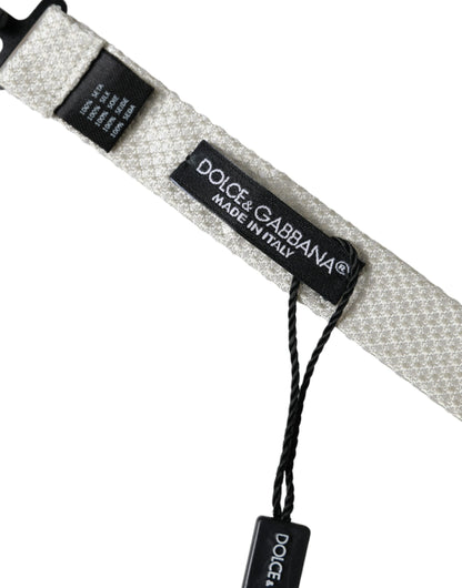 Dolce & Gabbana Off White Silk Adjustable Neck Men Papillon Bow Tie Dolce & Gabbana