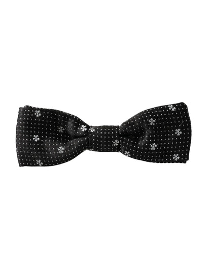 Dolce & Gabbana Black Silk Floral Adjustable Neck Men Papillon Bow Tie Dolce & Gabbana