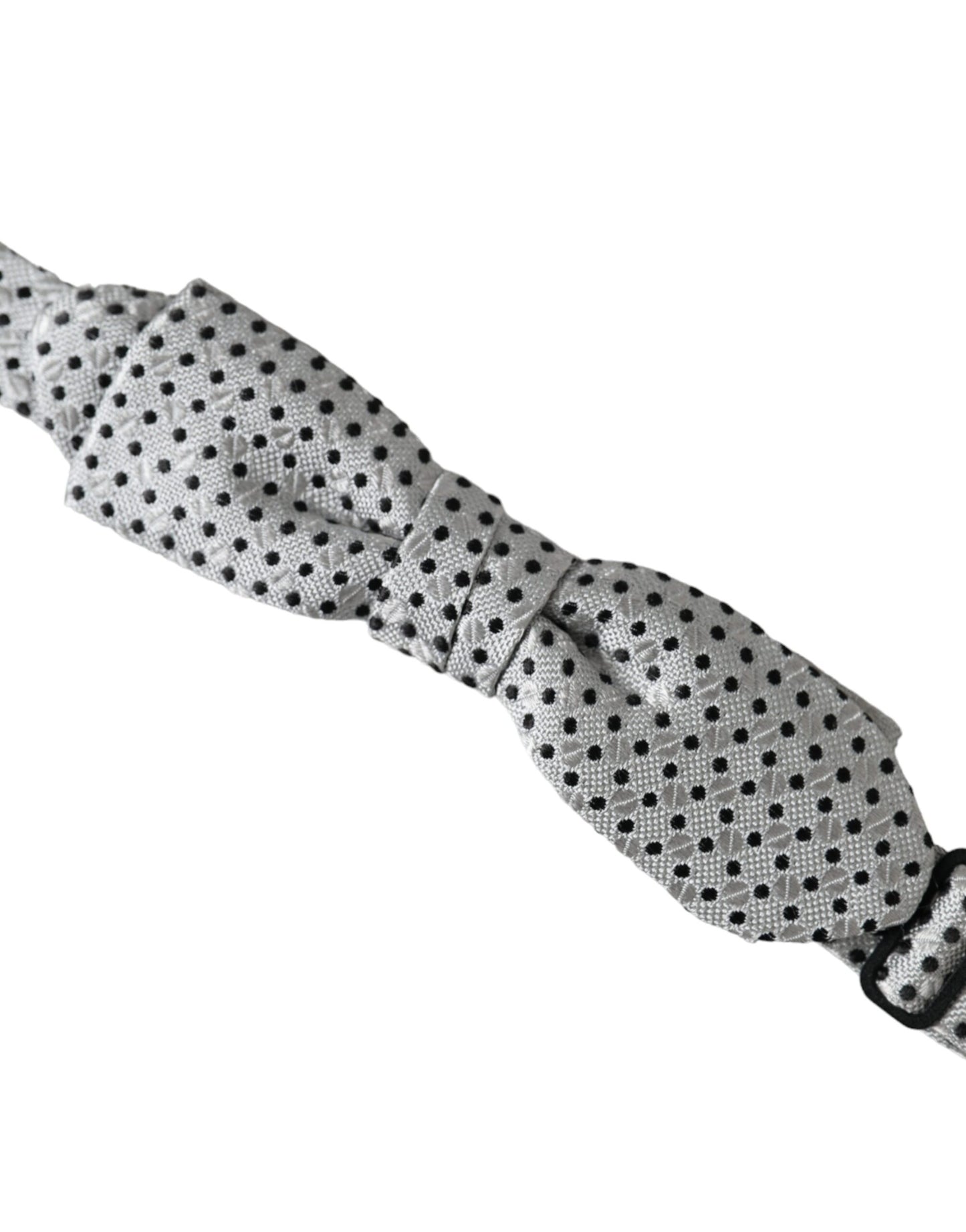 Dolce & Gabbana Gray Silk Polka Dot Adjustable Neck Men Papillon Bow Tie Dolce & Gabbana