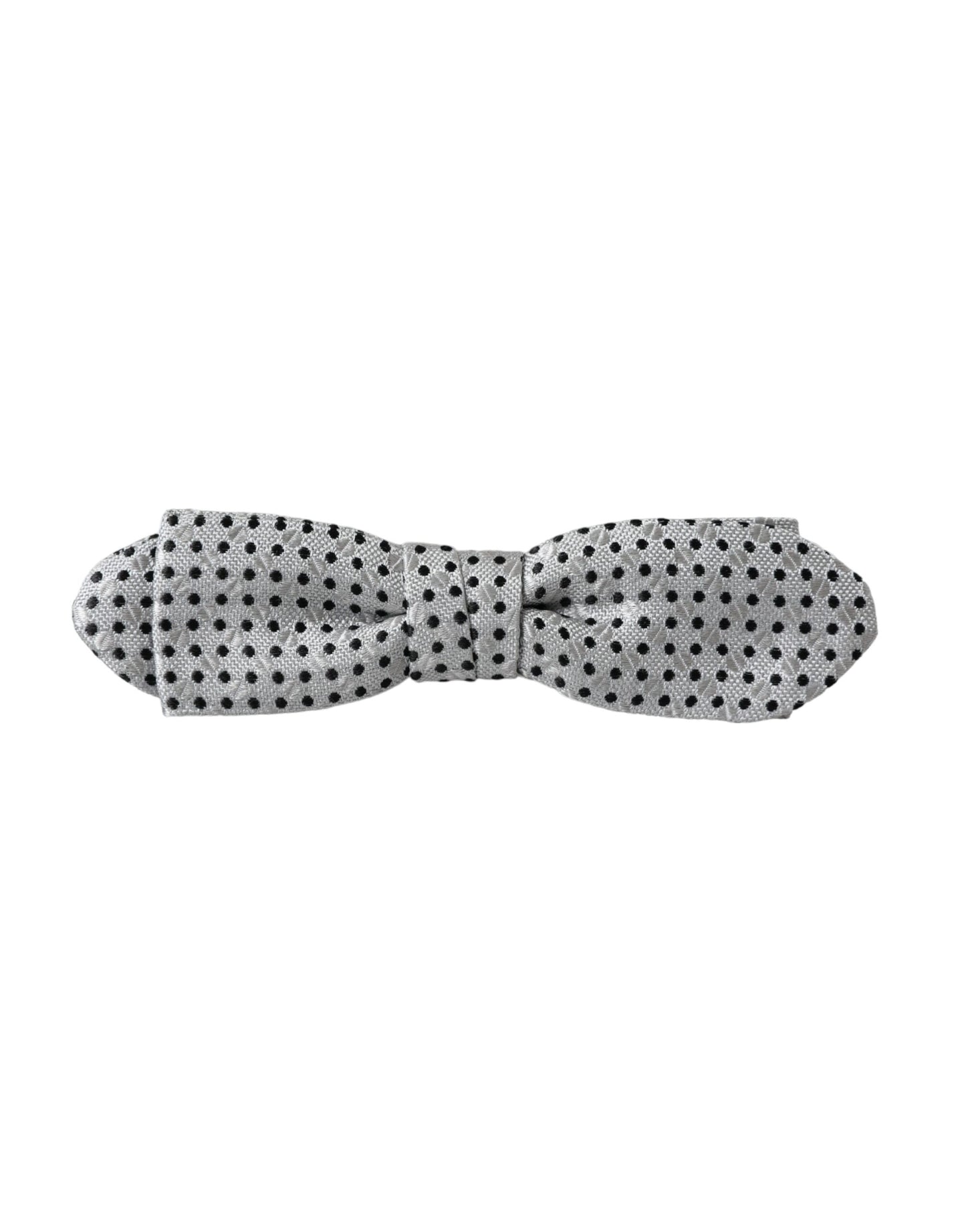 Dolce & Gabbana Gray Silk Polka Dot Adjustable Neck Men Papillon Bow Tie Dolce & Gabbana