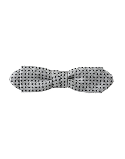 Dolce & Gabbana Gray Silk Polka Dot Adjustable Neck Men Papillon Bow Tie Dolce & Gabbana