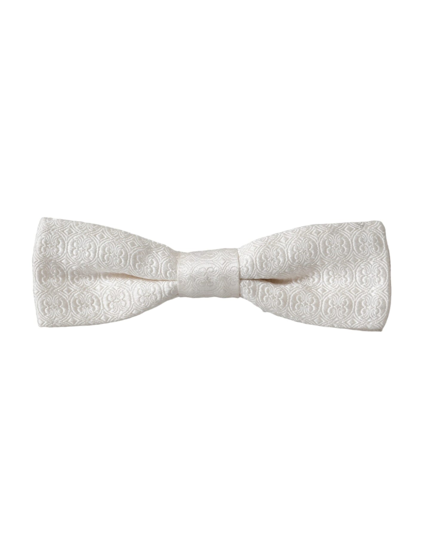 Dolce & Gabbana White Silk Patterned Adjustable Neck Men Papillon Bow Tie Dolce & Gabbana