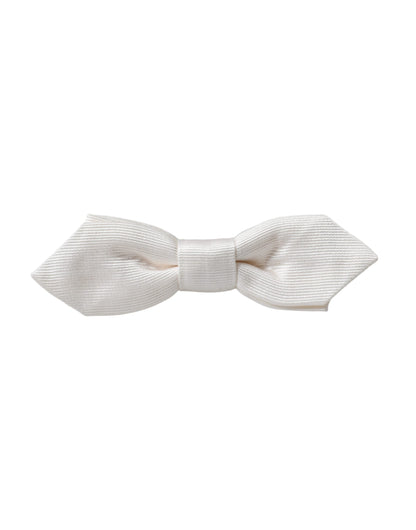 Dolce & Gabbana White Silk Adjustable Neck Men Papillon Bow Tie Dolce & Gabbana