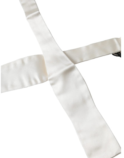 Dolce & Gabbana White Silk Slim Skinny Necktie Men Bow Tie Dolce & Gabbana