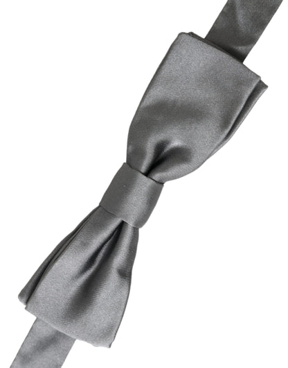 Dolce & Gabbana Gray Satin Silk Adjustable Neck Men Papillon Bow Tie Dolce & Gabbana