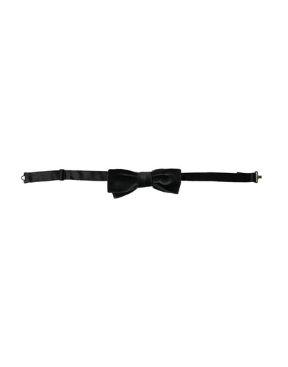 Dolce & Gabbana Black Velvet Cotton Adjustable Neck Men Bow Tie Dolce & Gabbana