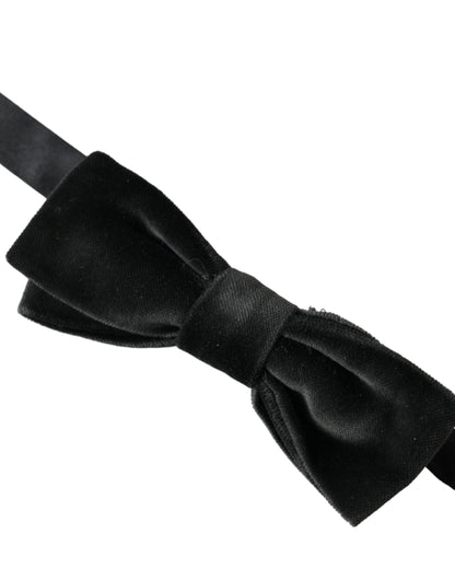 Dolce & Gabbana Black Velvet Cotton Adjustable Neck Men Bow Tie Dolce & Gabbana