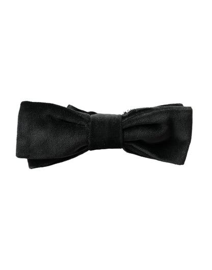 Dolce & Gabbana Black Velvet Cotton Adjustable Neck Men Bow Tie Dolce & Gabbana