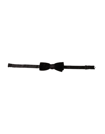 Dolce & Gabbana Black Velvet Cotton Adjustable Neck Men Bow Tie Dolce & Gabbana