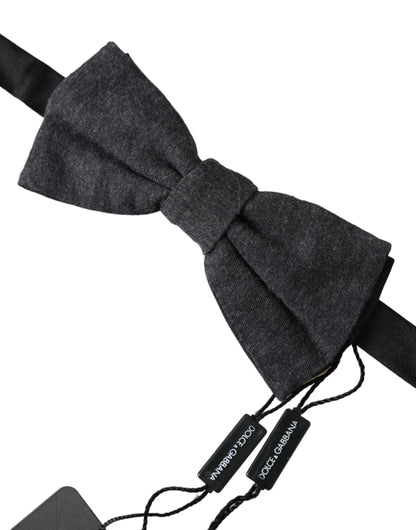 Dolce & Gabbana Dark Gray Silk Adjustable Neck Men Bow Tie Dolce & Gabbana