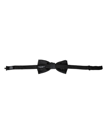 Dolce & Gabbana Dark Gray Silk Adjustable Neck Men Bow Tie Dolce & Gabbana