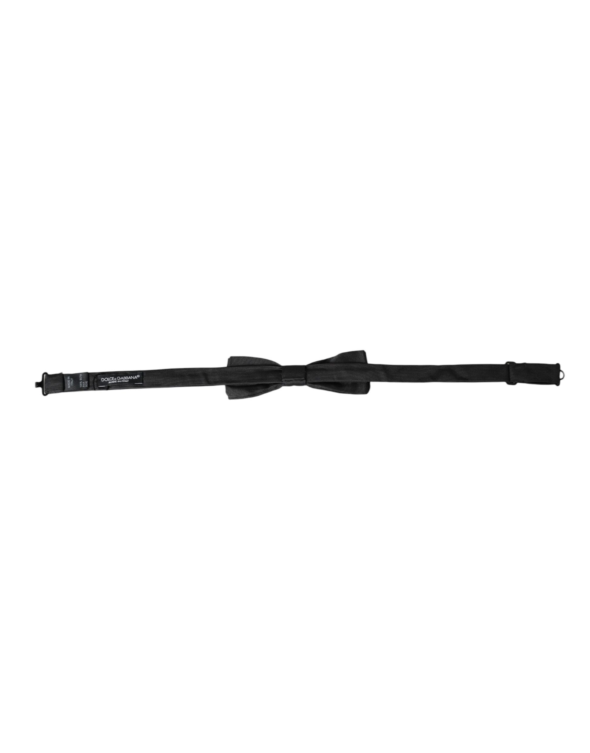 Dolce & Gabbana Black Silk Adjustable Neck Men Bow Tie