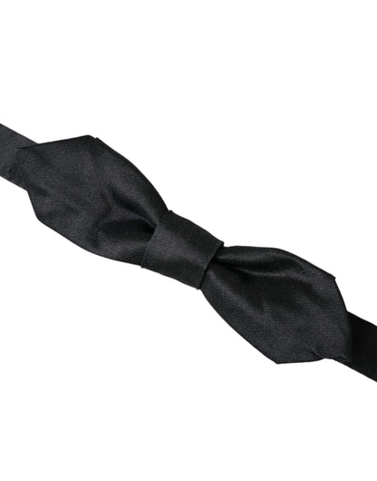 Dolce & Gabbana Black Satin Silk Adjustable Neck Men Bow Tie Dolce & Gabbana