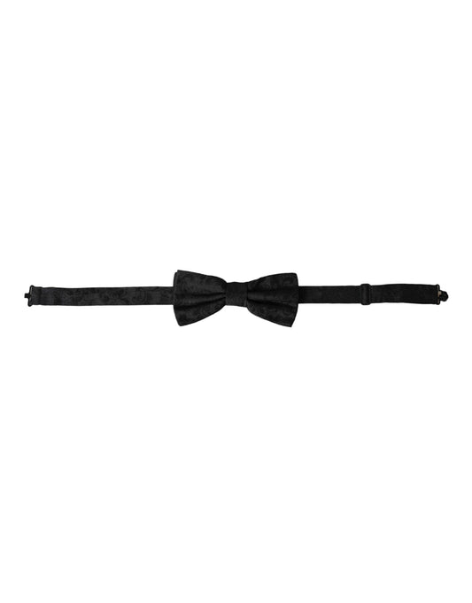 Dolce & Gabbana Black Silk Floral Adjustable Neck Men Bow Tie Dolce & Gabbana