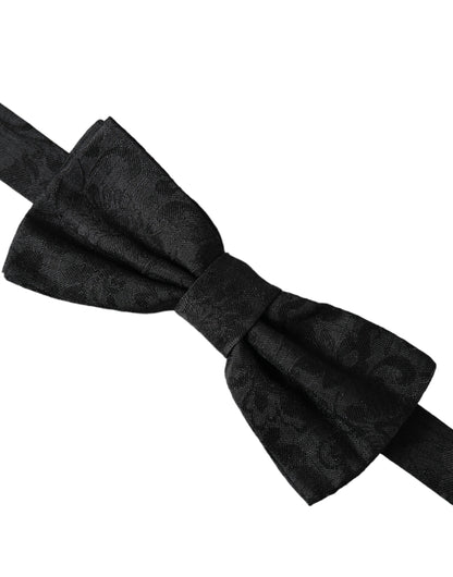 Dolce & Gabbana Black Silk Floral Adjustable Neck Men Bow Tie Dolce & Gabbana