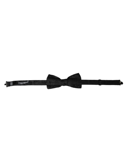 Dolce & Gabbana Black Silk Floral Adjustable Neck Men Bow Tie Dolce & Gabbana