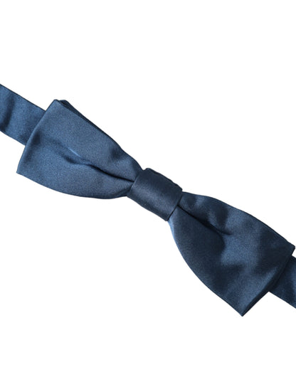 Dolce & Gabbana Blue Satin Silk Adjustable Neck Men Bow Tie Dolce & Gabbana