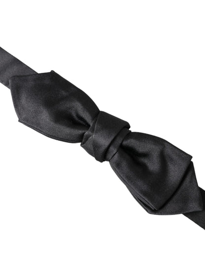 Dolce & Gabbana Black Satin Silk Adjustable Neck Men Bow Tie Dolce & Gabbana