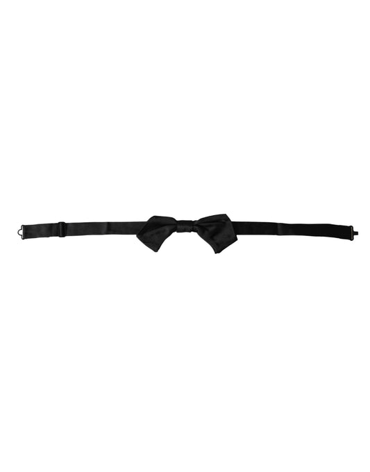 Dolce & Gabbana Black Satin Silk Adjustable Neck Men Bow Tie Dolce & Gabbana