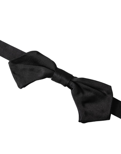 Dolce & Gabbana Black Satin Silk Adjustable Neck Men Bow Tie Dolce & Gabbana