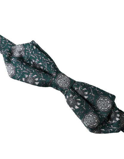 Dolce & Gabbana Green Silk Floral Adjustable Neck Men Bow Tie Dolce & Gabbana