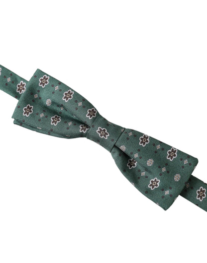 Dolce & Gabbana Mint Green Floral Adjustable Neck Men Bow Tie Dolce & Gabbana