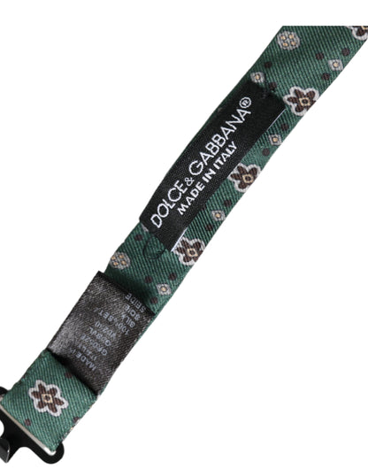 Dolce & Gabbana Mint Green Floral Adjustable Neck Men Bow Tie Dolce & Gabbana