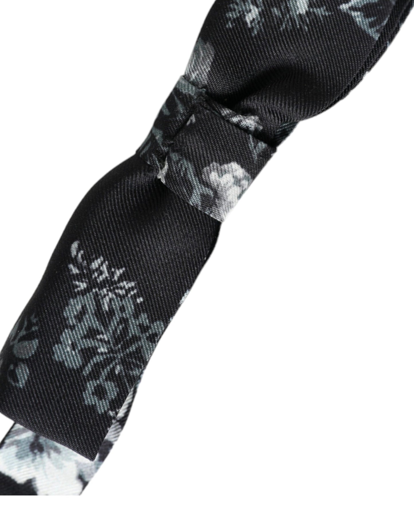 Dolce & Gabbana Black Floral Silk Adjustable Neck Men Bow Tie Dolce & Gabbana