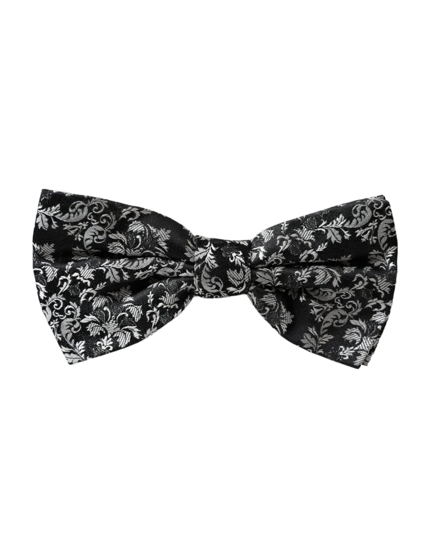 Dolce & Gabbana Black Floral Silk Adjustable Neck Men Bow Tie Dolce & Gabbana