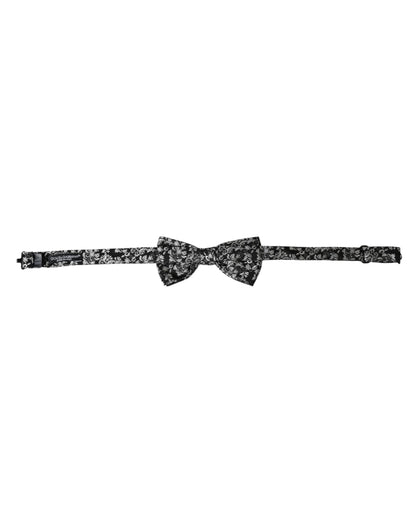 Dolce & Gabbana Black Floral Silk Adjustable Neck Men Bow Tie Dolce & Gabbana