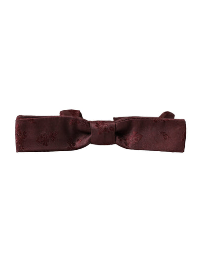 Dolce & Gabbana Maroon Floral Silk Adjustable Neck Men Bow Tie Dolce & Gabbana