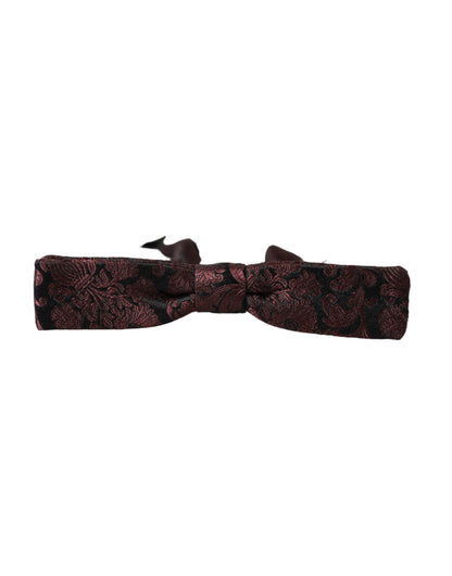 Dolce & Gabbana Maroon Floral Silk Adjustable Neck Men Bow Tie Dolce & Gabbana