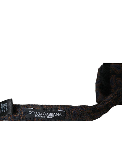 Dolce & Gabbana Brown Fantasy Silk Wool Adjustable Neck Men Bow Tie Dolce & Gabbana