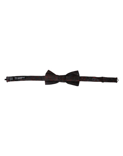 Dolce & Gabbana Red Black Floral Adjustable Neck Men Bow Tie Dolce & Gabbana