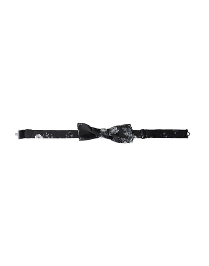 Dolce & Gabbana Black Floral Fantasy Adjustable Neck Men Bow Tie Dolce & Gabbana