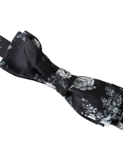 Dolce & Gabbana Black Floral Fantasy Adjustable Neck Men Bow Tie Dolce & Gabbana