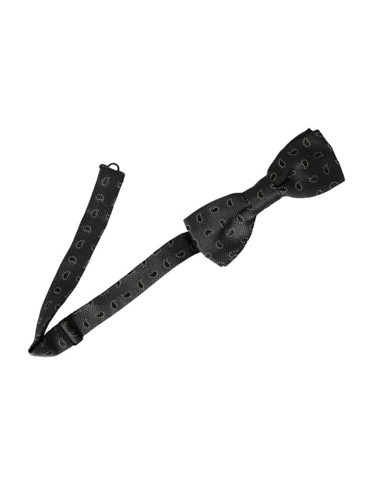 Dolce & Gabbana Black Silk Patterned Adjustable Neck Men Bow Tie Dolce & Gabbana