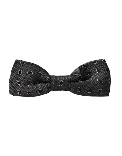 Dolce & Gabbana Black Silk Patterned Adjustable Neck Men Bow Tie Dolce & Gabbana