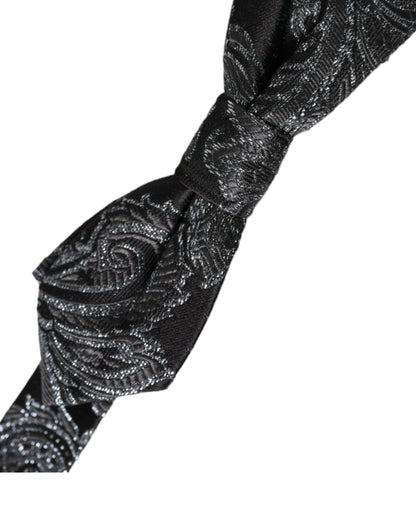 Dolce & Gabbana Black Silk Jacquard Adjustable Neck Men Bow Tie Dolce & Gabbana